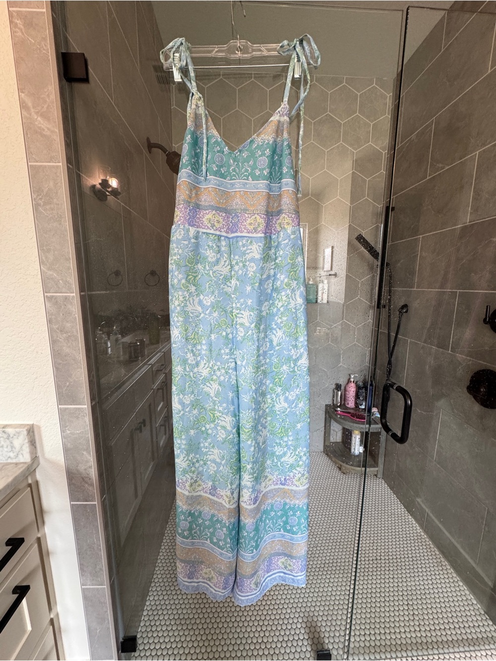 Free People Pastel Floral Tie-Shoulder Wide-Leg Jumpsuit